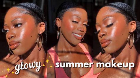 Glowy Summer Makeup Tutorial Dark Skin Woc Dewy Detailed Youtube