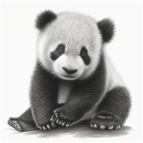 Super Cute Panda Pencil Drawing Digital Download Digital Prints