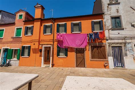 Burano Island With Multi Colored Houses In Venetian Lagoon Veneto Italy