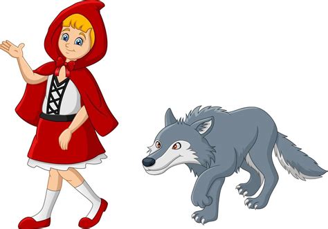 Little Red Riding Hood With Wolf 12816618 Vector Art At Vecteezy