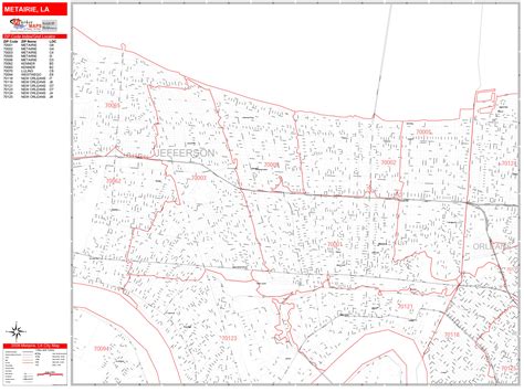 Louisiana Zip Code Wall Map Red Line Style By Marketmaps Mapsales