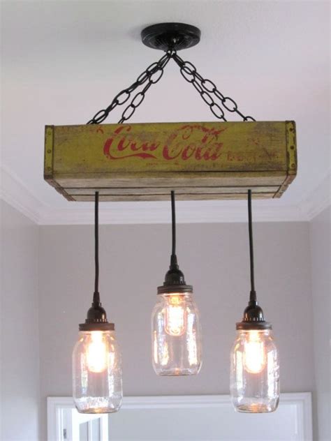 Mason jar pendant ceiling light cloth cord steel canopy see color choices, jars. Coca Cola Ceiling Light with Mason Jars by ...