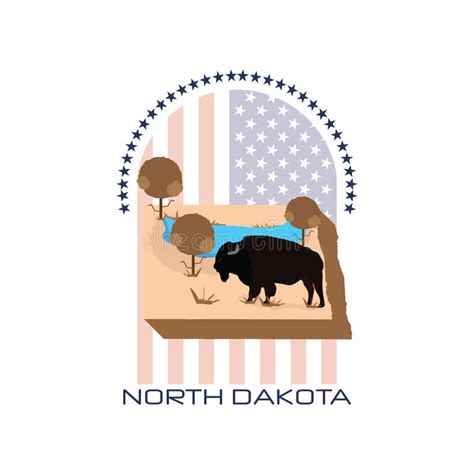 Map Of North Dakota State Vector Illustration Decorative Design Stock
