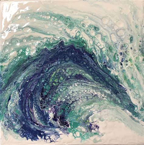 Abstract Ocean Wave Hawaiian Wave Surf Art Acrylic Painting 12 X