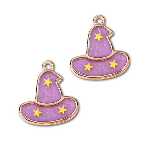 Gold Plated Enamel Purple Wizard Hat Charm 21x19mm Pack Of 2 Spoilt