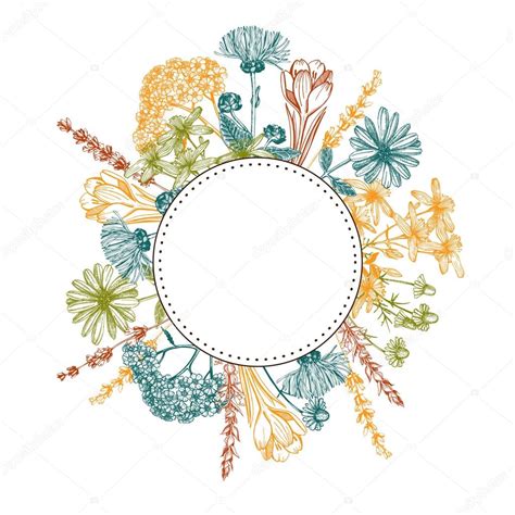 Download Vintage circle with herbal flowers — Stock Vector ...