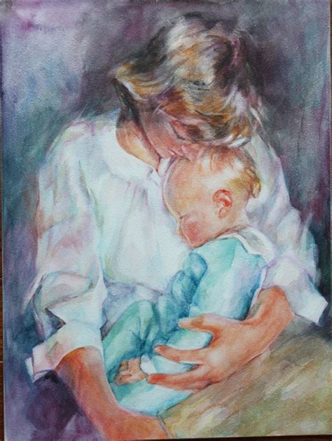 Figuresmy Art And My Life Custom Watercolor Portrait Of Mother And