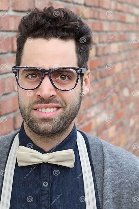 Nerd Student Making A Funny Awkward Smiling Face Stock Image Stock