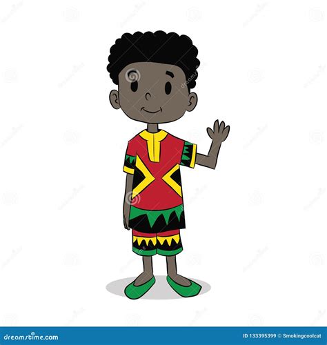 Young African Boy Waving And Saying Hello Stock Illustration