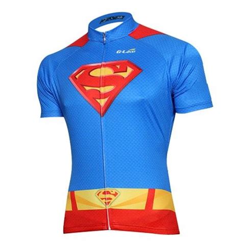 Superman Blue Costume Cycling Kits Bicycle Tops Short Sleeve Cycling