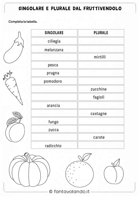 Schede Didattiche Di Italiano Nomi Singolari E Plurali Fantavolando