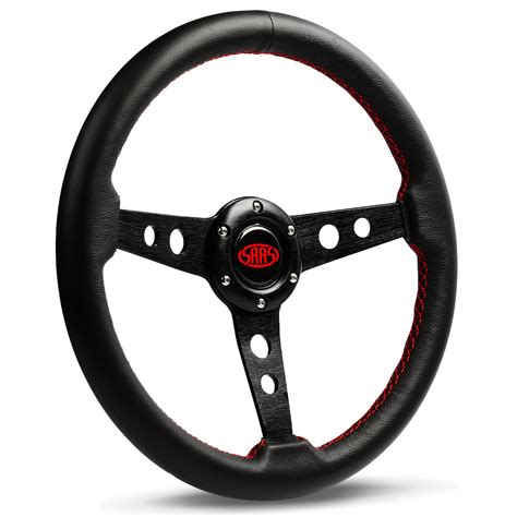 Steering Wheel Leather 14 Retro Black Spoke Saas Automotive
