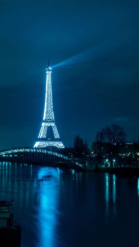 Blue Lighting Paris Eiffel Tower France During Nighttime 4k Hd Travel