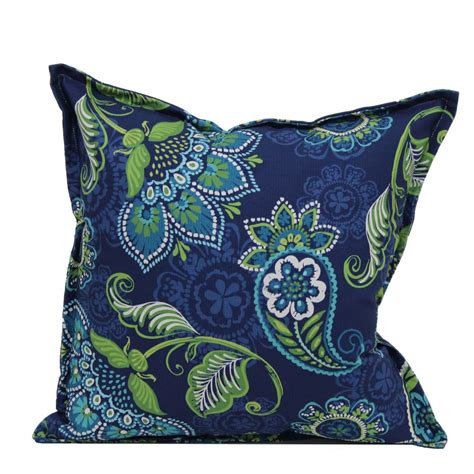 Garden Treasures Paisley Blue Outdoor Decorative Pillow At