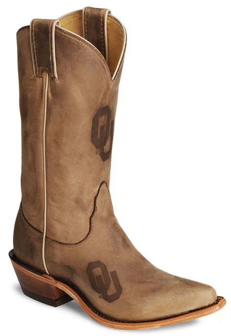 Nocona Oklahoma Sooners College Boots Snip Toe Sheplers