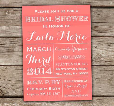 Coral Bridal Shower Invitations Printed Or Printable By Chitrap
