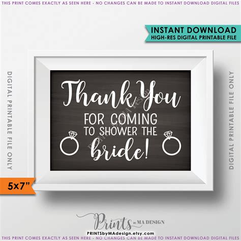 Thank You Sign Thank For Coming To Shower The Bride Bridal Shower