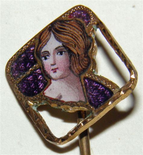 Victorian Stick Pin Hat Pin Enamel Lady From Love The Purple In This Pin Hat