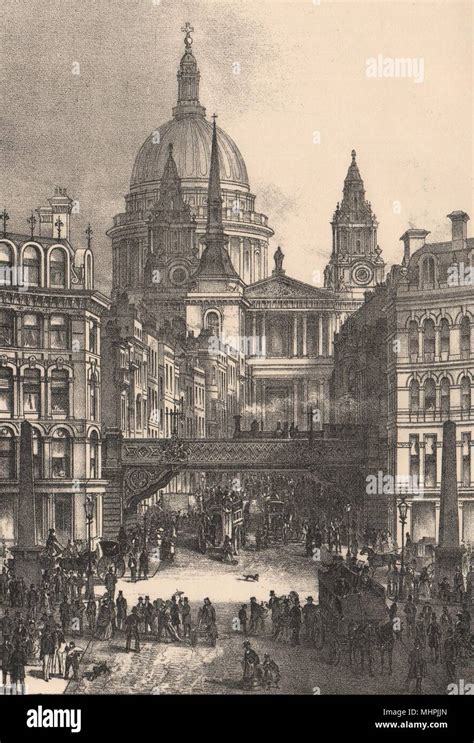St Pauls From Ludgate Circus London C1880 Old Antique Vintage Print