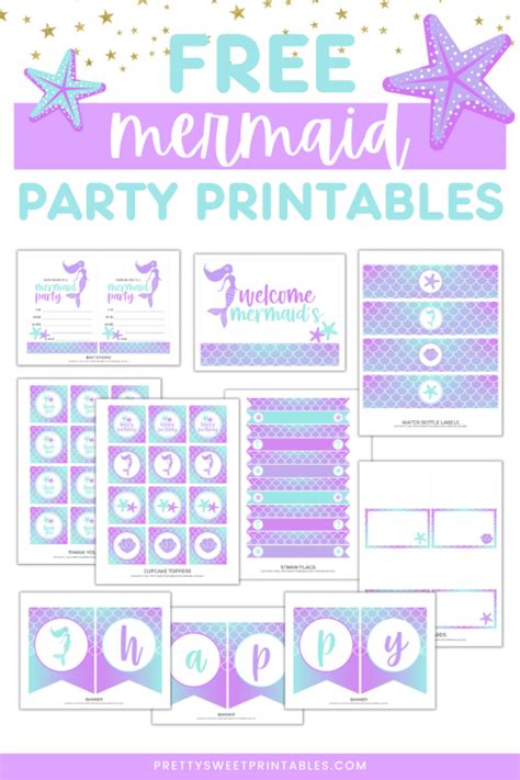 Free Mermaid Party Printables With The Text Free Mermaid Party Printables