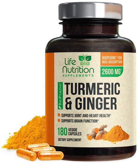 Turmeric Curcumin With Ginger BioPerine 95 Curcuminoids 2600mg 180