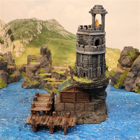 Dnd Lighthouse Watchtower Seaport Beach Cove Tabletop Scatter Etsy