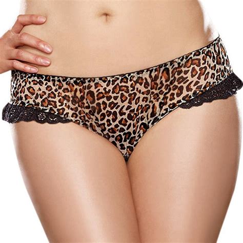 Fashion Women Ultra Thin Underwear Leopard Print Temptation Hollow Out Heart Briefs Women S