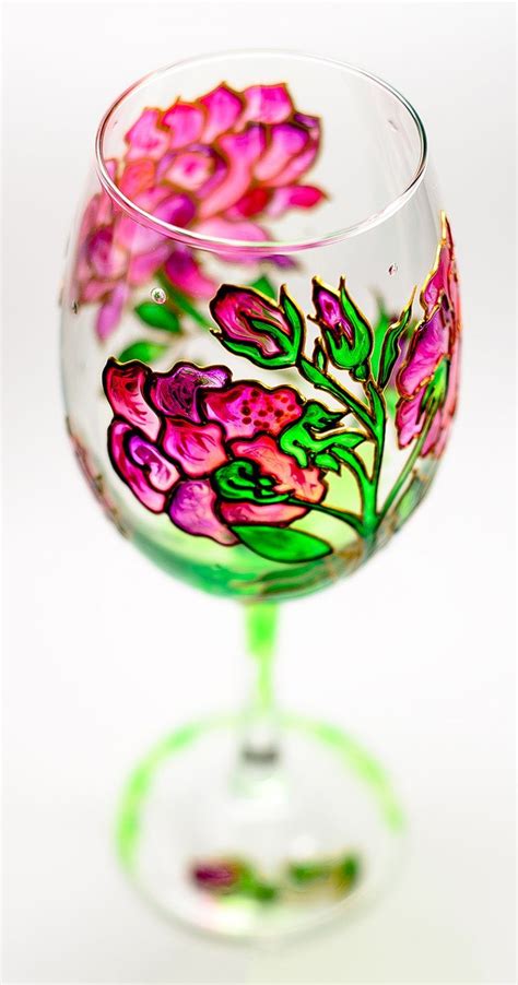 Wine Glasses Personalized Pink Roses Hand Painted Wine Glasses Holiday T For Woman Wine