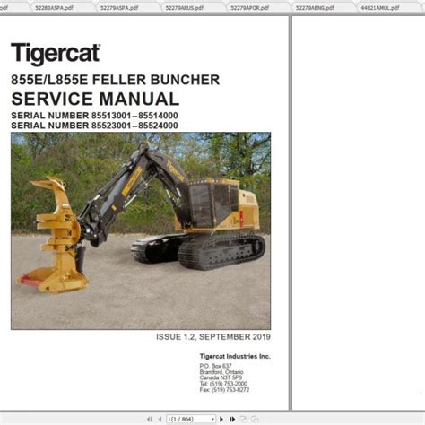 Tigercat 860 870 L870 Feller Buncher Operator Service Manuals