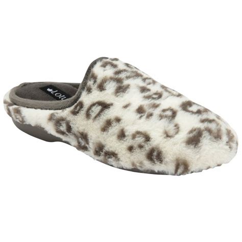 Lotus Womens Cara White Leopard Print Slippers Ulh054wz