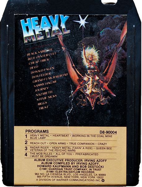 Heavy Metal Music From The Motion Picture 1981 8 Track Cartridge