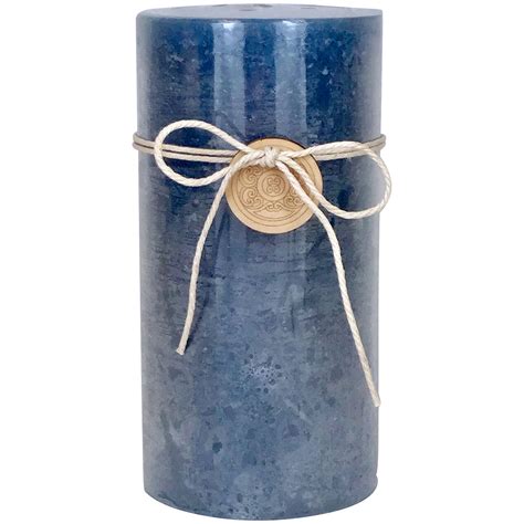 Distressed Unscented Pillar Candle 3 X 6 Denim Blue At Home