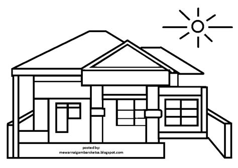 Gambar Mewarnai Gambar Sketsa Pemandangan Rumah 4 Kumpullan