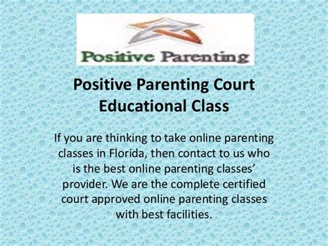 Positive Parenting Court Educational Class