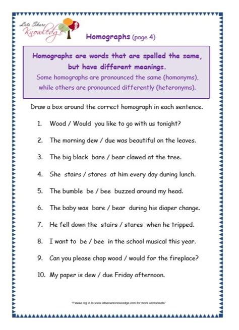 These worksheets contain spelling activities for your seventh grade students. Grade 3 Grammar Topic 25: Homographs Worksheets ...