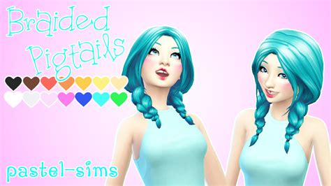 Maxis Match Cc For The Sims 4 • Pastel Sims Braided Pigtails ♥ New