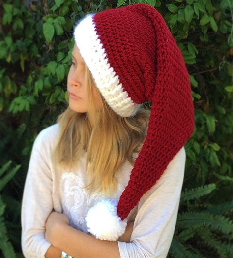 Crochet Pattern Deluxe Red Santa Hat Holiday Hat Santa Etsy In 2021