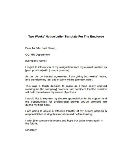 Two Weeks Notice 6 Examples Format Pdf Examples