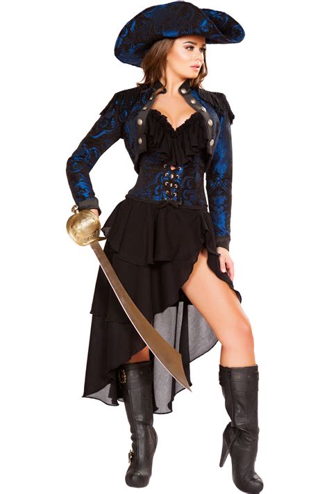 adult women pirate costume captain of the night brocade jacket cincher skirt ebay