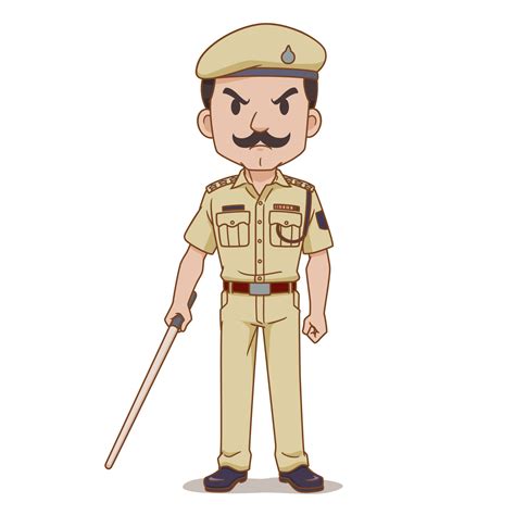 Cartoon Character Of Indian Police Holding Baton 4903344 Vector Art At