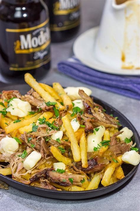 Pulled Pork Poutine Fries Topped With Gravy Cheese Curds Pulled Pork