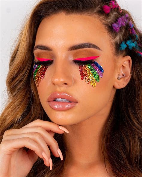 Pin By Brina B On 2free Spirit Festival Makeup Glitter Rainbow