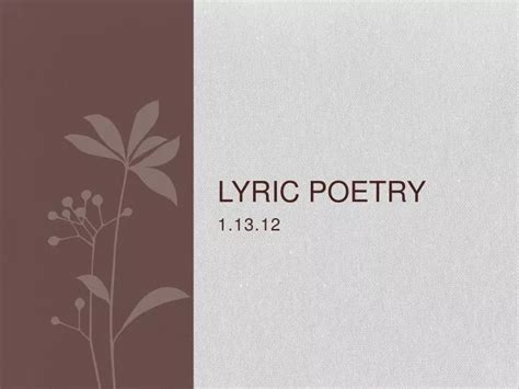 Ppt Lyric Poetry Powerpoint Presentation Free Download Id4218295