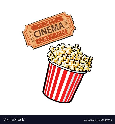 Cinema Objects Popcorn Bucket And Retro Style Vector Image