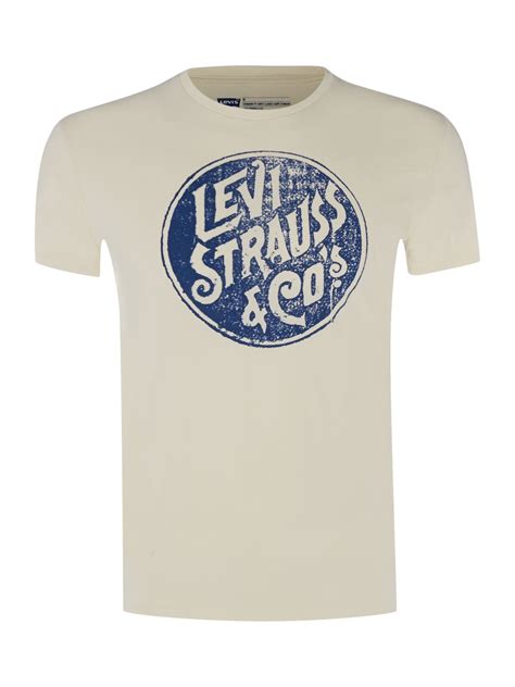 Levis Circle Logo Crew Neck Tshirt In White For Men Lyst