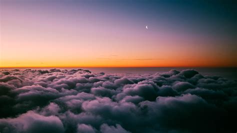Sunset Horizon Above Clouds K Wallpapers Hd Wallpapers Id