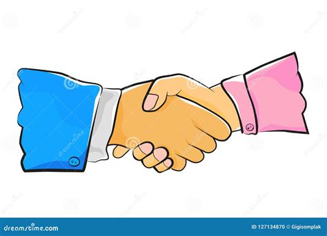 Sketch Of Two Men Shaking Hands Atop Staircases Stock Photography