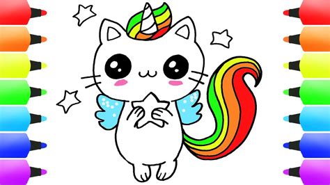 How To Draw Cat Drawing Coloring Cat Unicorn Draw Cute Unicorn All In