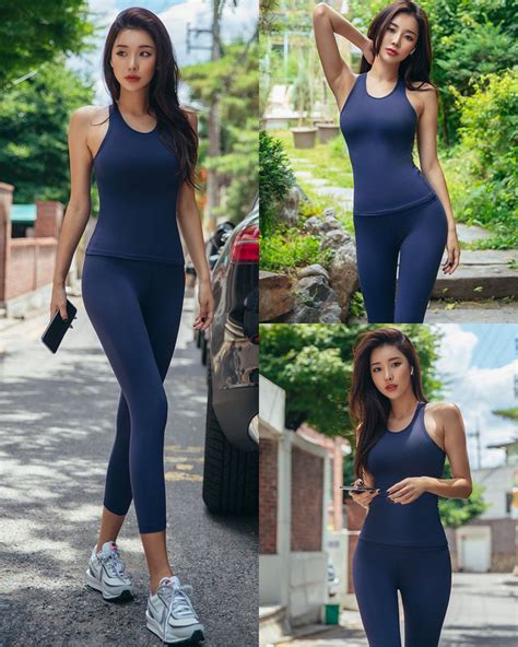 Korean Fashion Model Park Da Hyun Navy Sportswear