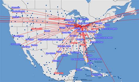 Delta Air Lines Route Map North America From Detroit
